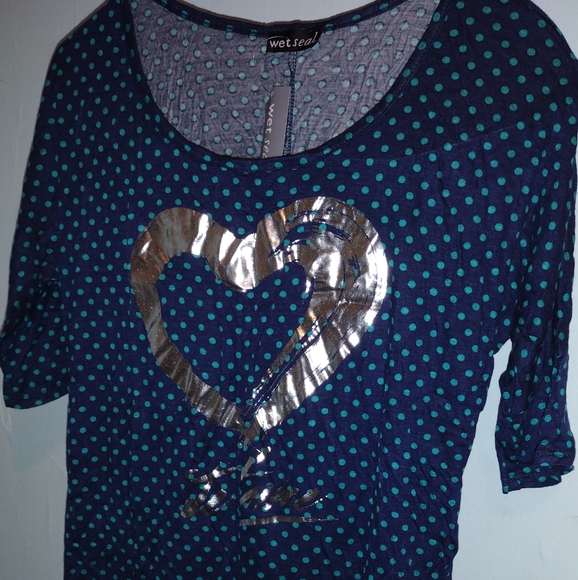 Polka dot Silver Heart Tee Shirt - Picture 3 of 9